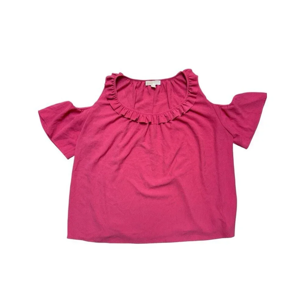 MICHAEL Michael Kors 3X Pink Cold Shoulder Top